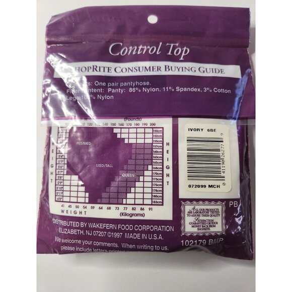 Classic Style Sandalfoot Control Top Vintage Pantyhose Med/tall Ivory - Picture 2 of 4